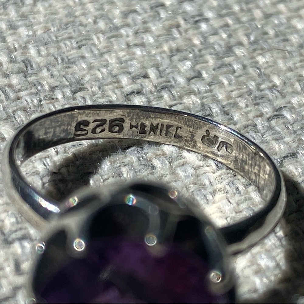 Vintage Taxco Mexico 925 Silver Purple Alexandrite? Crown Statement Ring size 6 - Picture 7 of 12